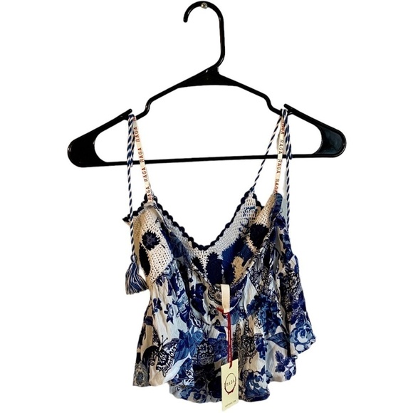 NWT RAGA Crocheted Peplum Crop Too - Picture 2 of 6